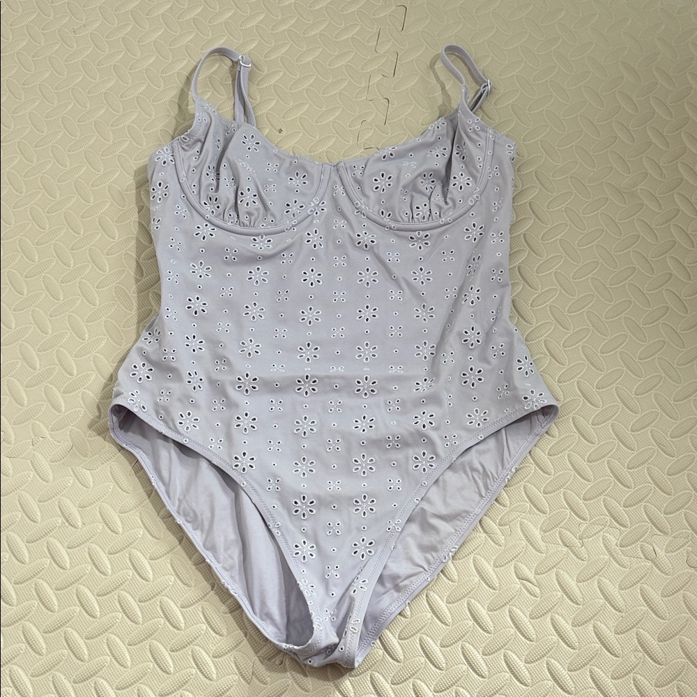 SOLID & STRIPED Lavender Eyelet One Piece Swimsuit